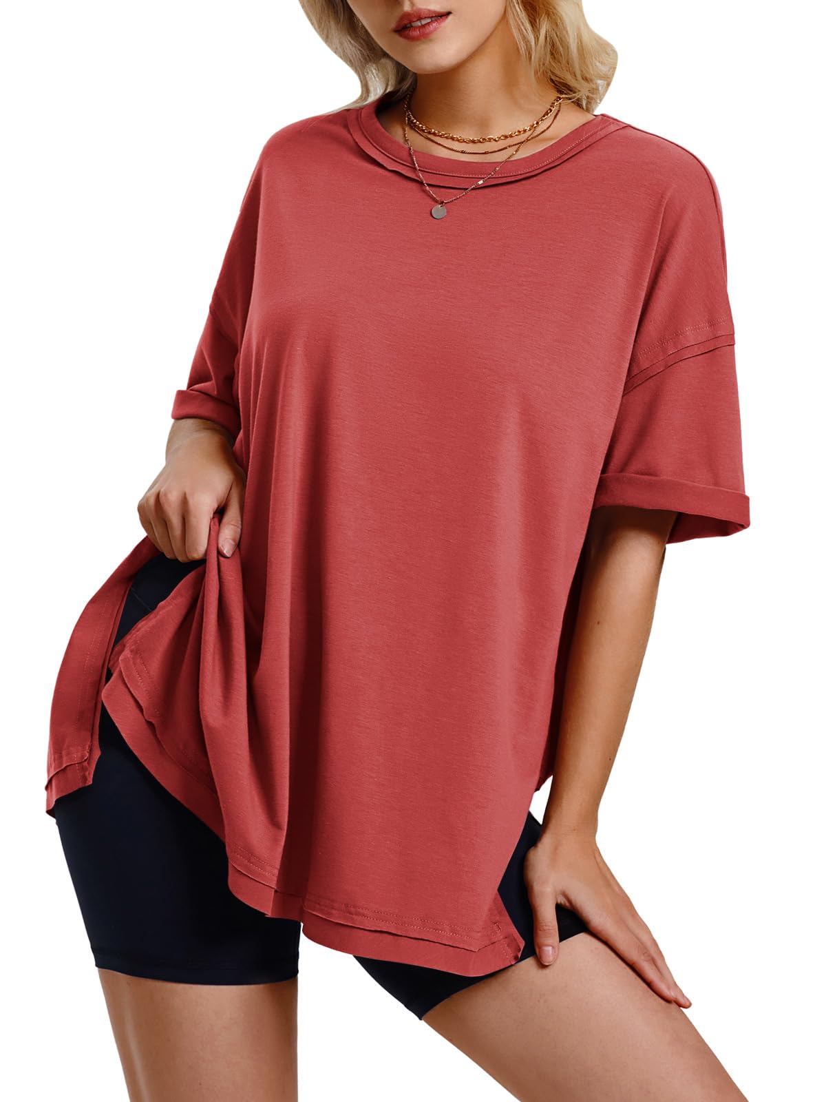 Women's Summer Side Slit Oversized T Shirts