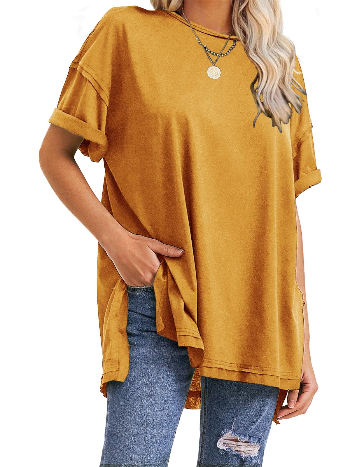 Women's Summer Side Slit Oversized T Shirts