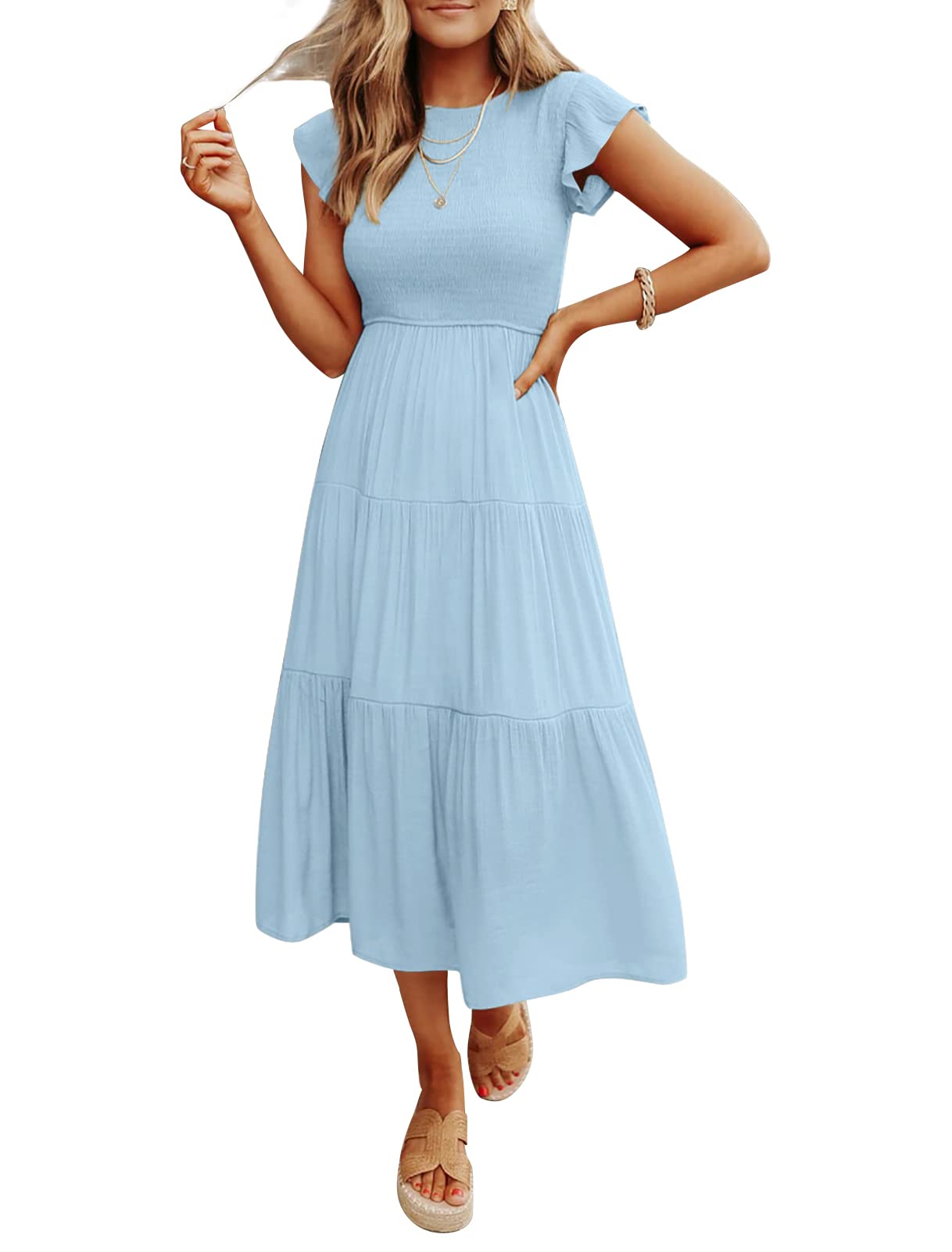 Women's Summer Casual Flutter Short Midi Dress