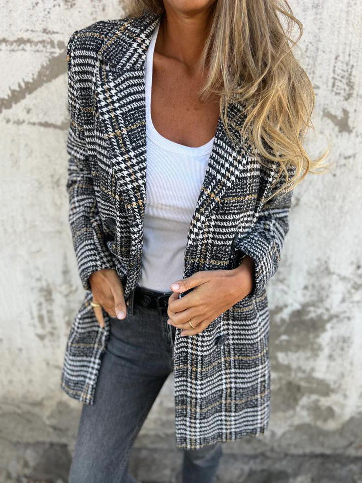 CLEARANCE SALE🔥Plaid Lapel Blazer Coat