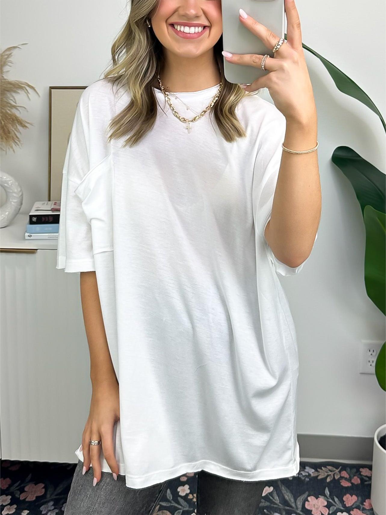 Boxy-T-Shirt mit Raw Edge-Muster für Damen (3 Stück kaufen, Versand kostenlos)