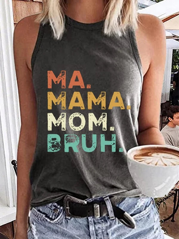 Women's Mother's Day Cool Moms Club Ma Mama Mom Bruh Print Tank Top