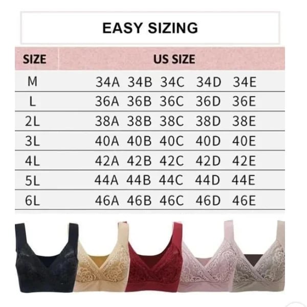 ROSY LIFT BRA - Plus Size Comfort Extra Elastic Wireless Support Lace Bra