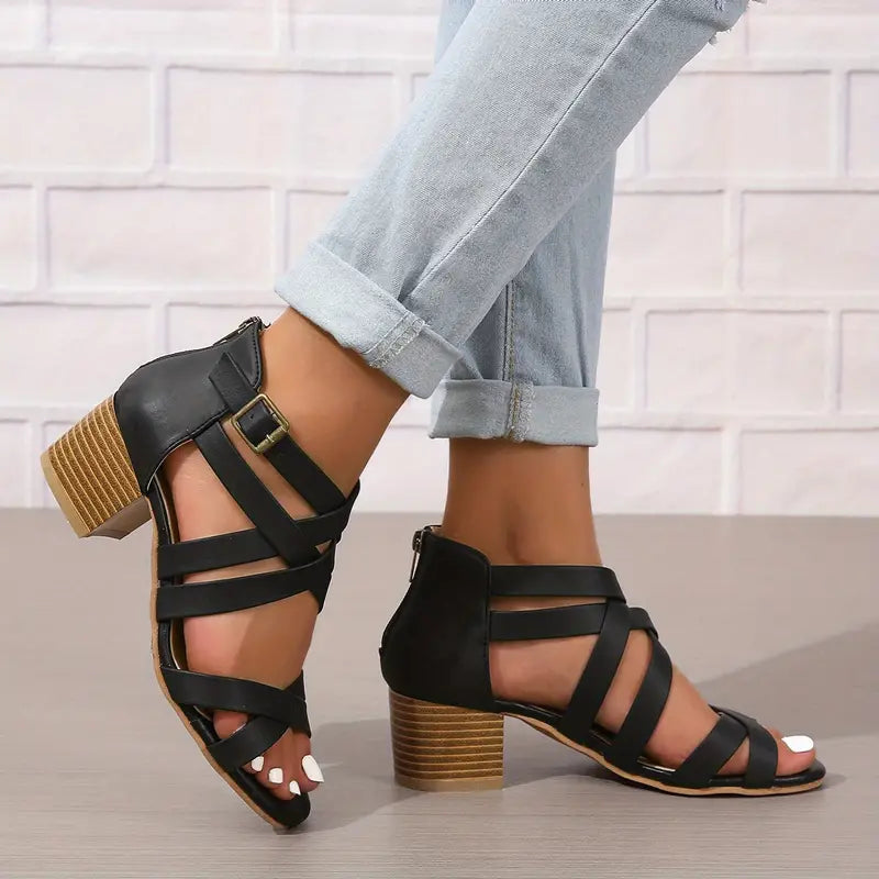 🔥Last Day Promotion 50% OFF - Women's Retro Stacked Heeled Orthopedic Sandals