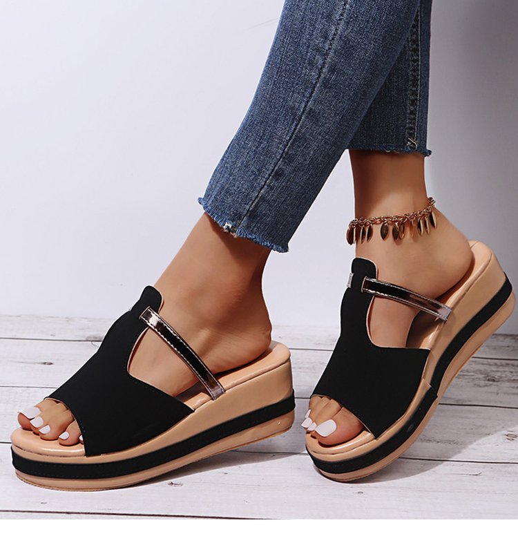 🔥Last Day Promotion 50% OFF - Women's Leather Platform Wedge Orthopedic Sandals