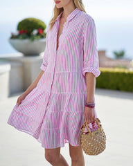 Corinne Stripe Linen Dress