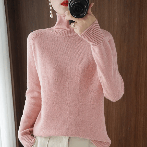 Solider Rollkragen-Strickpullover für Damen