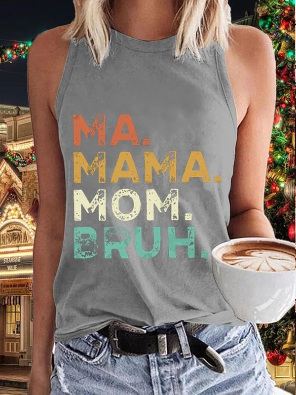 Women's Mother's Day Cool Moms Club Ma Mama Mom Bruh Print Tank Top