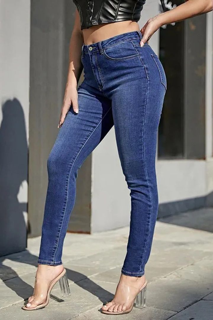 Elastic High Rise Skinny Jeans