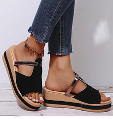 🔥Last Day Promotion 50% OFF - Women's Leather Platform Wedge Orthopedic Sandals