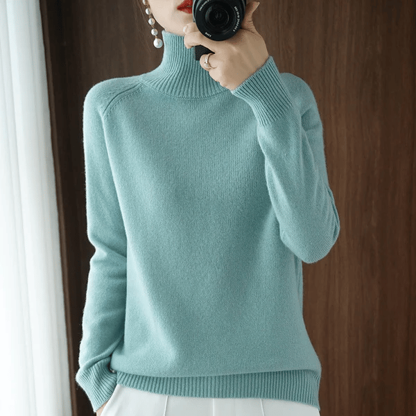 Solider Rollkragen-Strickpullover für Damen