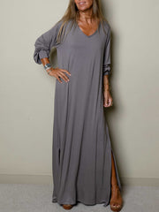 Women Casual V-neck Maxi Dress