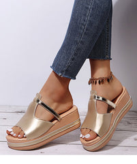 🔥Last Day Promotion 50% OFF - Women's Leather Platform Wedge Orthopedic Sandals