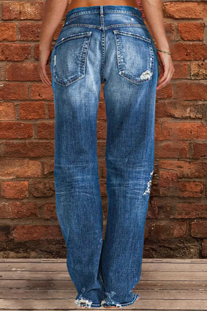 New Style Ripped Low Waist Straight Leg Jeans (Buy 2 Free Shipping)