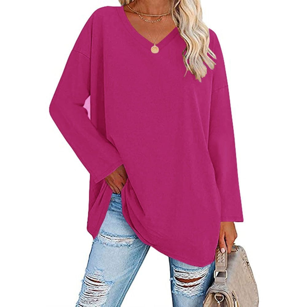 Women's Loose Long Sleeve Fashion V-neck Top (Buy 3 Free Shipping)