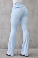 2024 Button Front Butt Lifting Flare Jeans