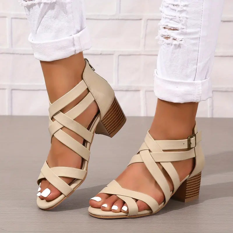 🔥Last Day Promotion 50% OFF - Women's Retro Stacked Heeled Orthopedic Sandals