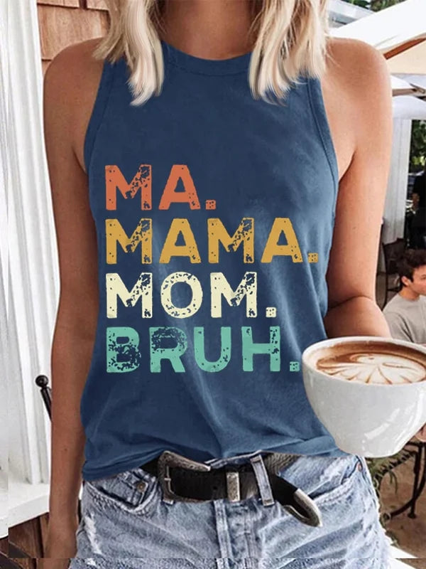 Women's Mother's Day Cool Moms Club Ma Mama Mom Bruh Print Tank Top