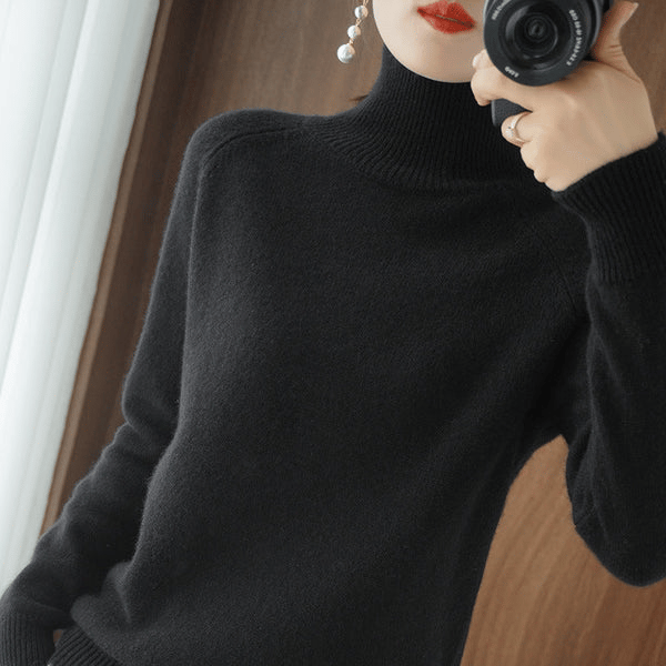 Women's Solid Turtleneck Knit Sweater