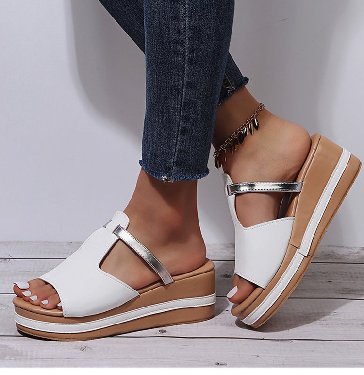 🔥Last Day Promotion 50% OFF - Women's Leather Platform Wedge Orthopedic Sandals