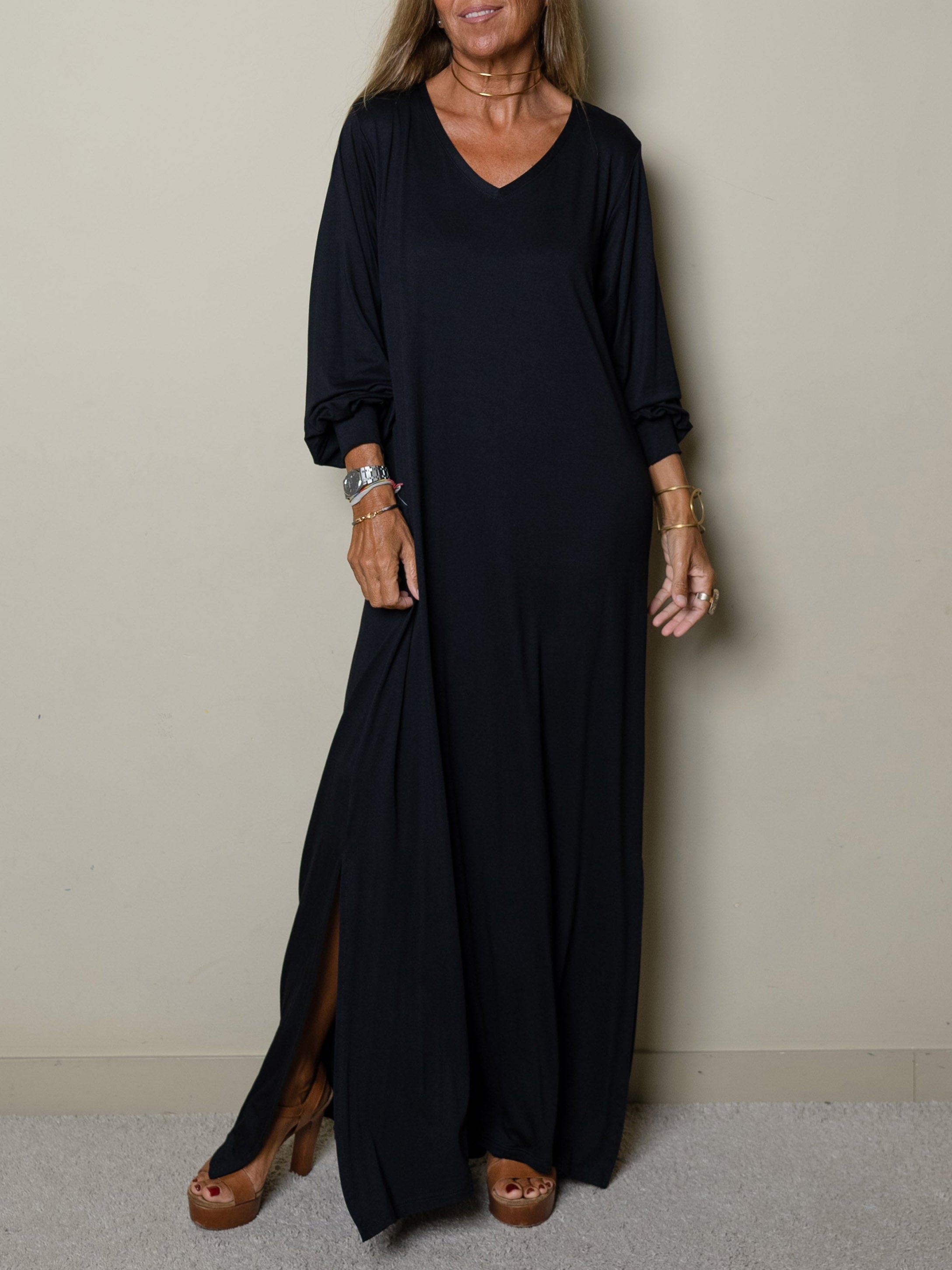 Women Casual V-neck Maxi Dress