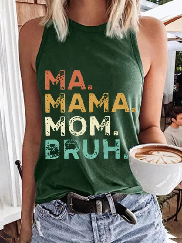 Women's Mother's Day Cool Moms Club Ma Mama Mom Bruh Print Tank Top