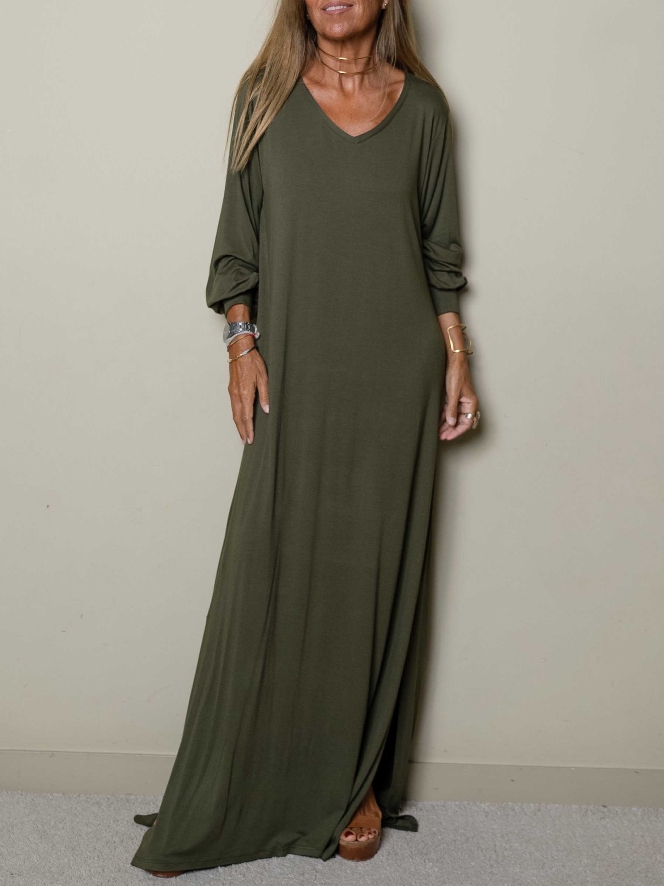 Women Casual V-neck Maxi Dress