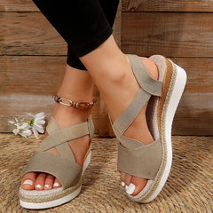 Espadrille-Plateau-Sandalen für Damen