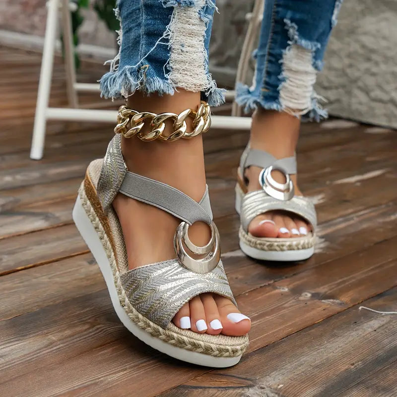 🔥Last Day Promotion 50% Off - Women'S Leather Platform Wedge Orthopedic Sandals