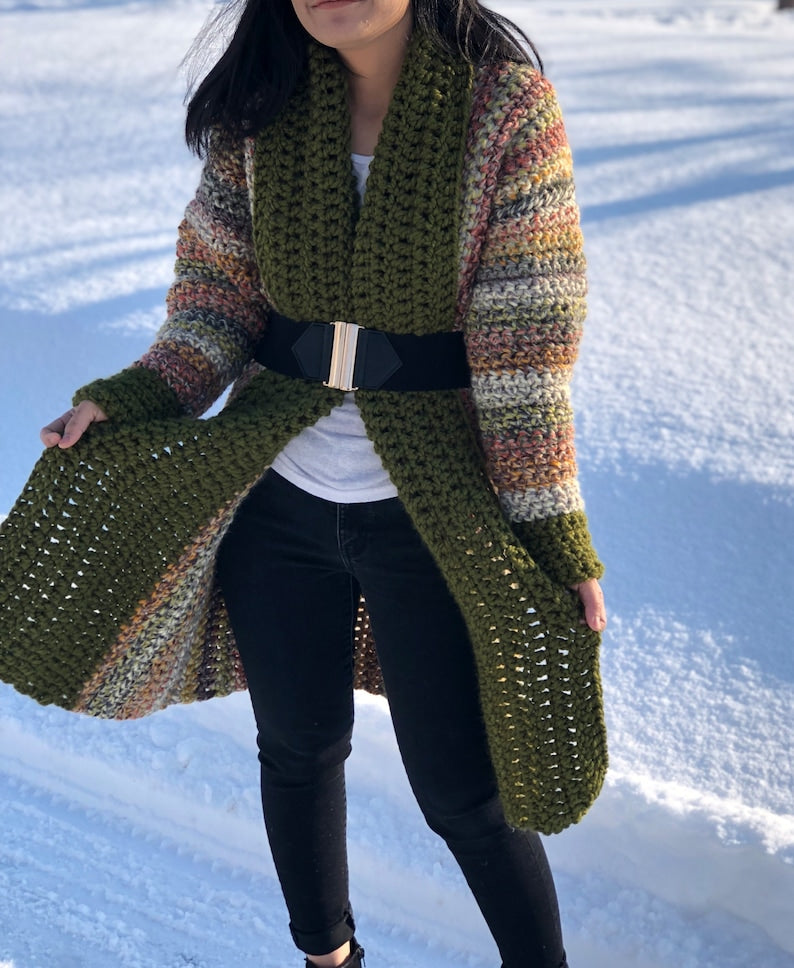 Crochet long cardigan