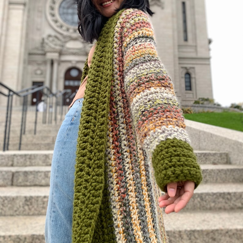 Crochet long cardigan