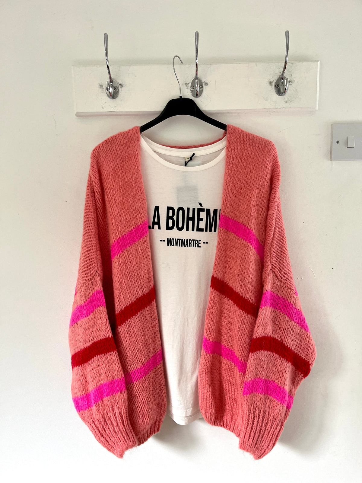 Alice stripe cardigan in pink