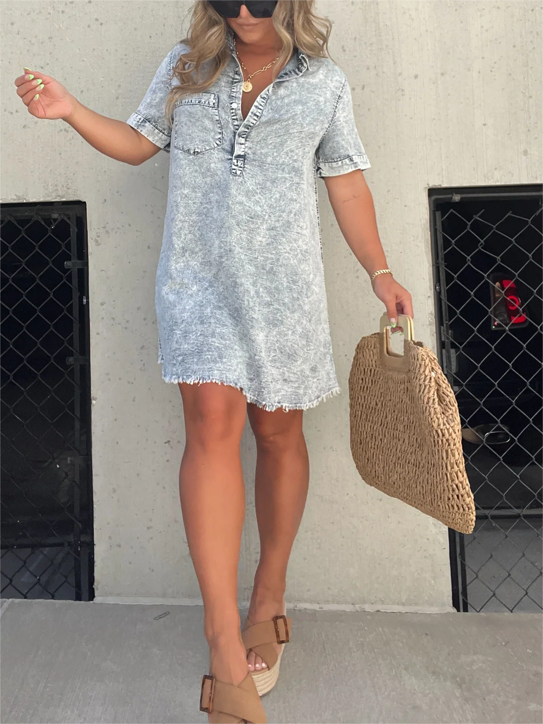 New Women's Washed Shirt Dress (Buy 2 Free Shipping)