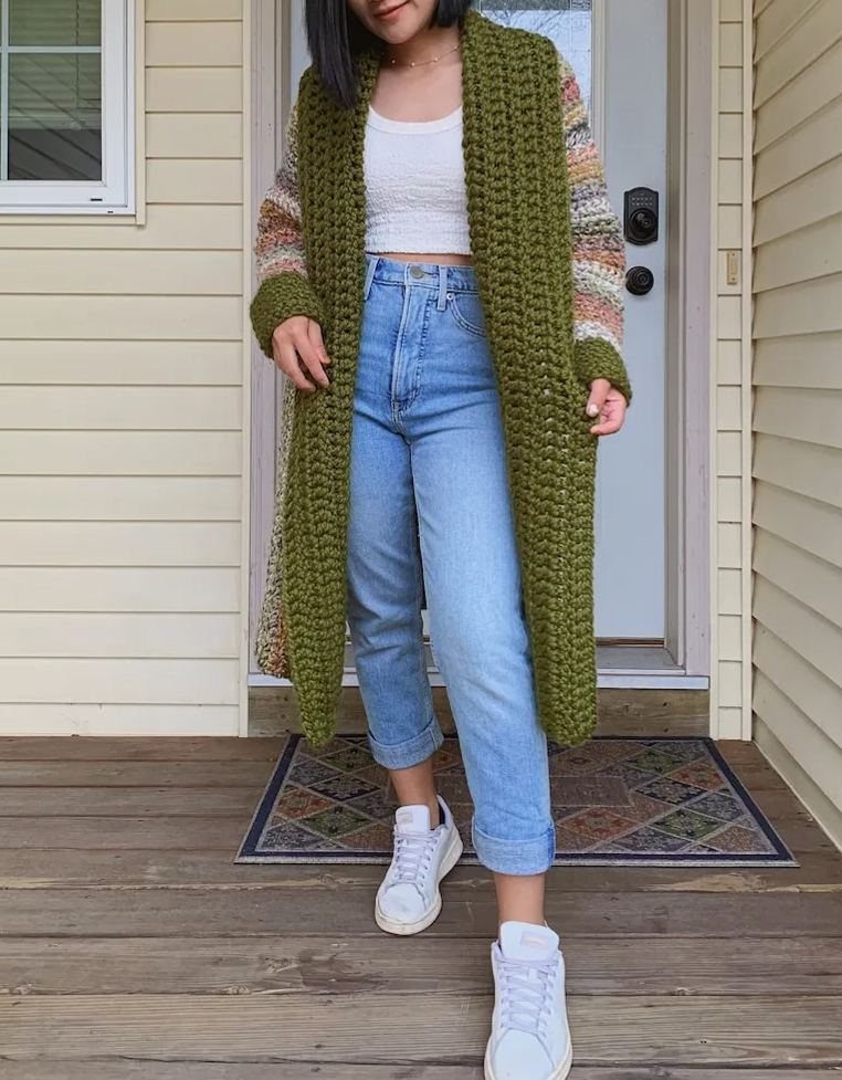 Crochet long cardigan