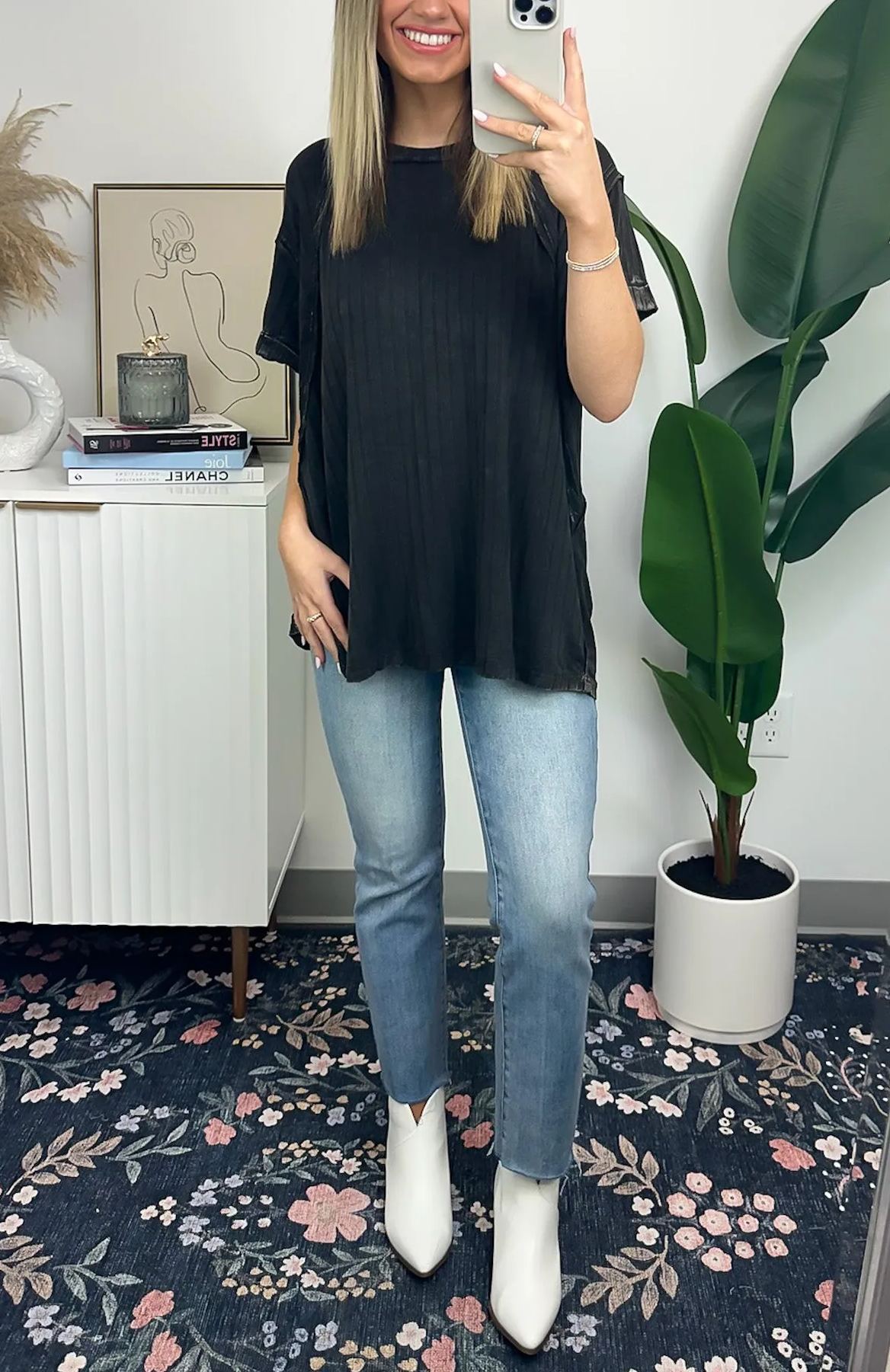 Lässiges geripptes Mineral Wash-T-Shirt für Damen (Kaufen Sie 2, kostenloser Versand)