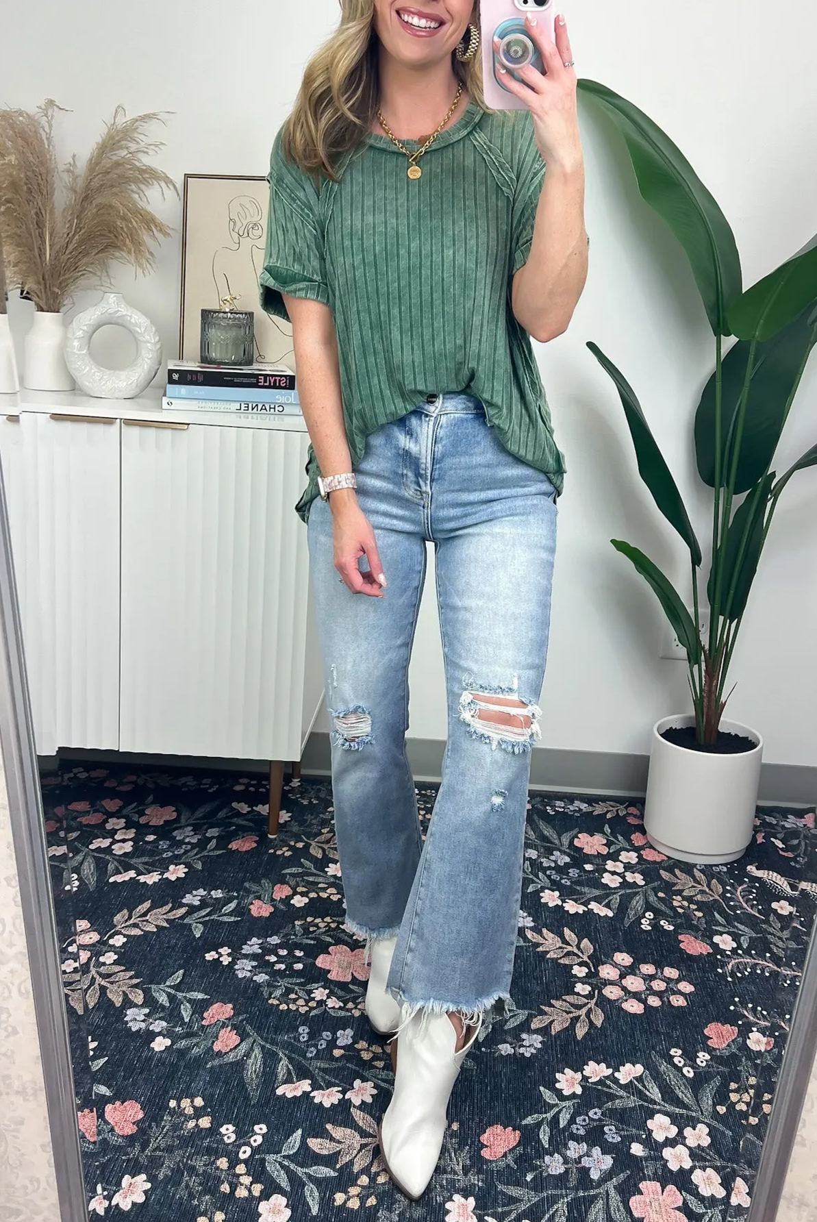 Lässiges geripptes Mineral Wash-T-Shirt für Damen (Kaufen Sie 2, kostenloser Versand)