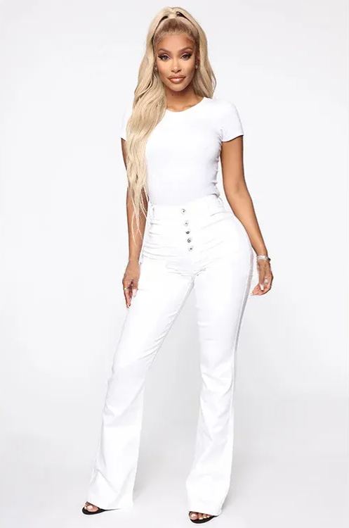 🔥🔥Button Fly Booty Shaping High Waist Flare Jeans