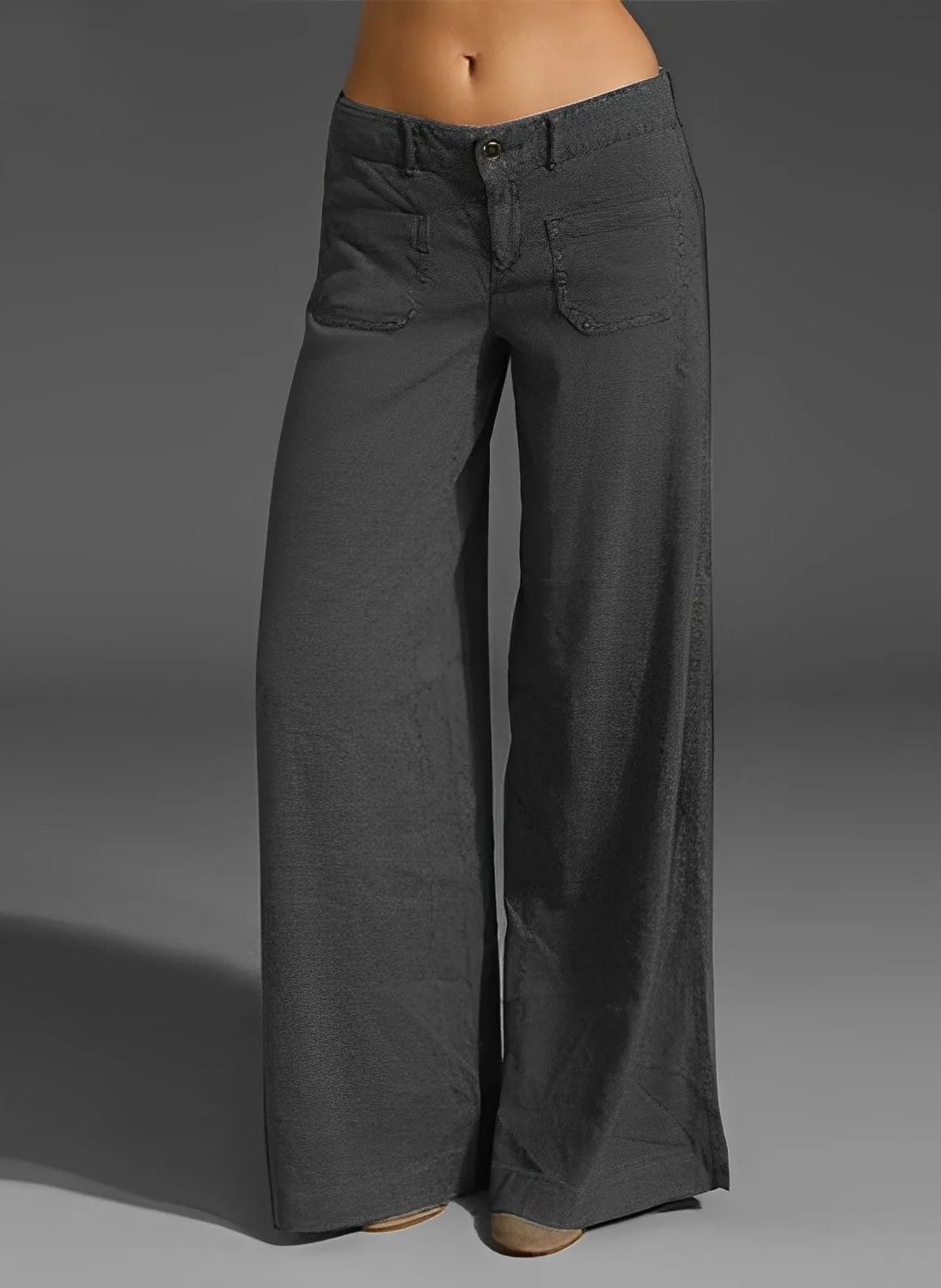 2024 New Dual Pocket Front Wide Leg Jeans