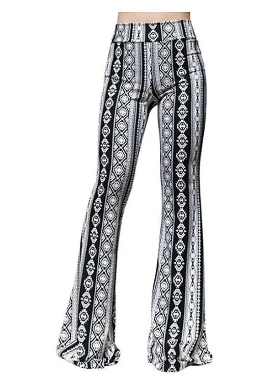 Women's Flare Wide Leg Print Full Length Pants