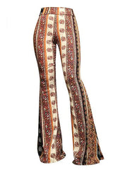 Women's Flare Wide Leg Print Full Length Pants