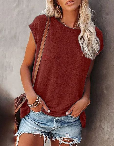 Summer Solid Color Round Neck Short Sleeve T-shirt  (Buy 3 Free Shipping)