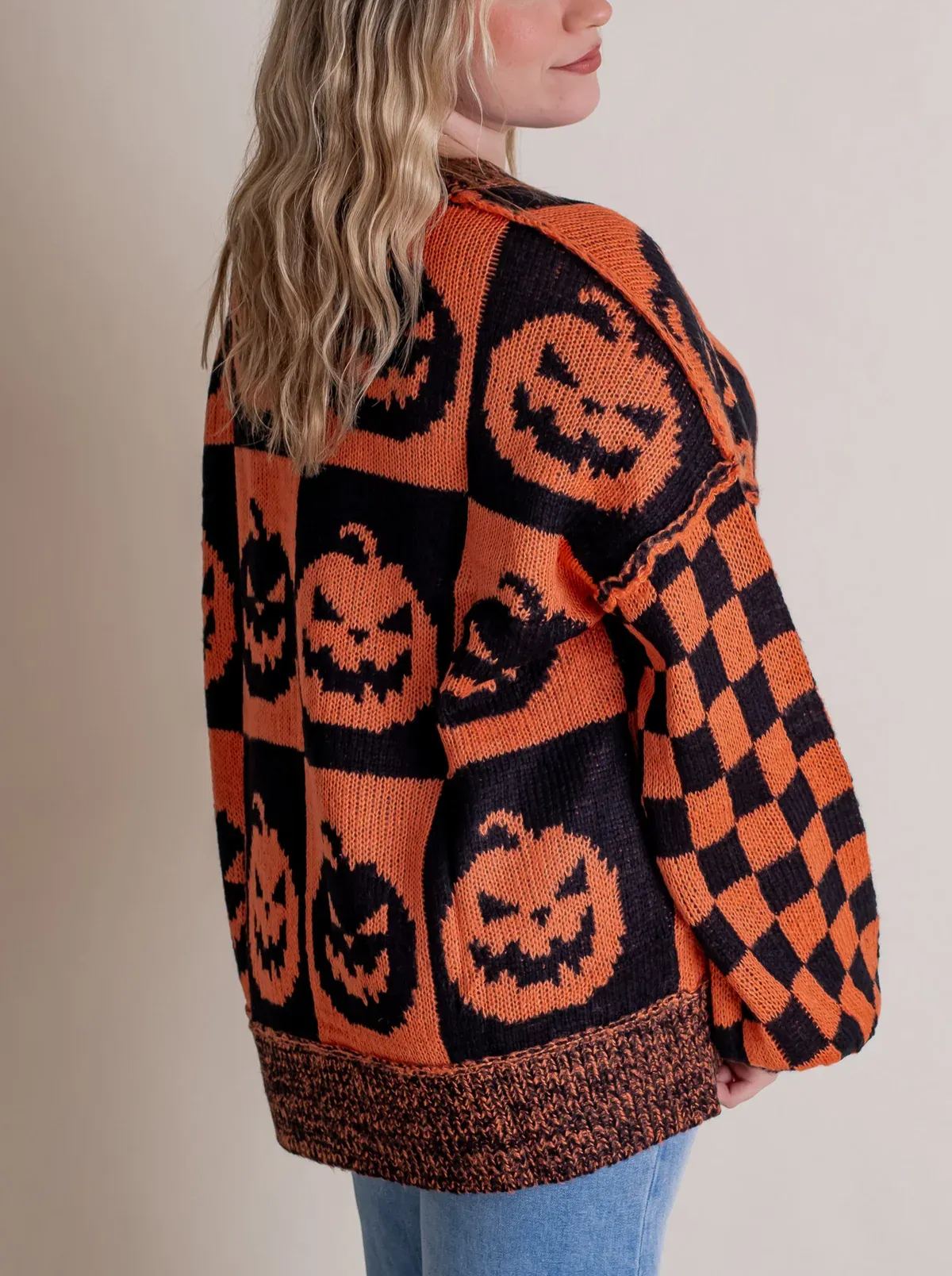 Karierter Halloweenpullover für Damen – Gruselige Jahreszeit (Kaufen Sie 2, kostenloser Versand)