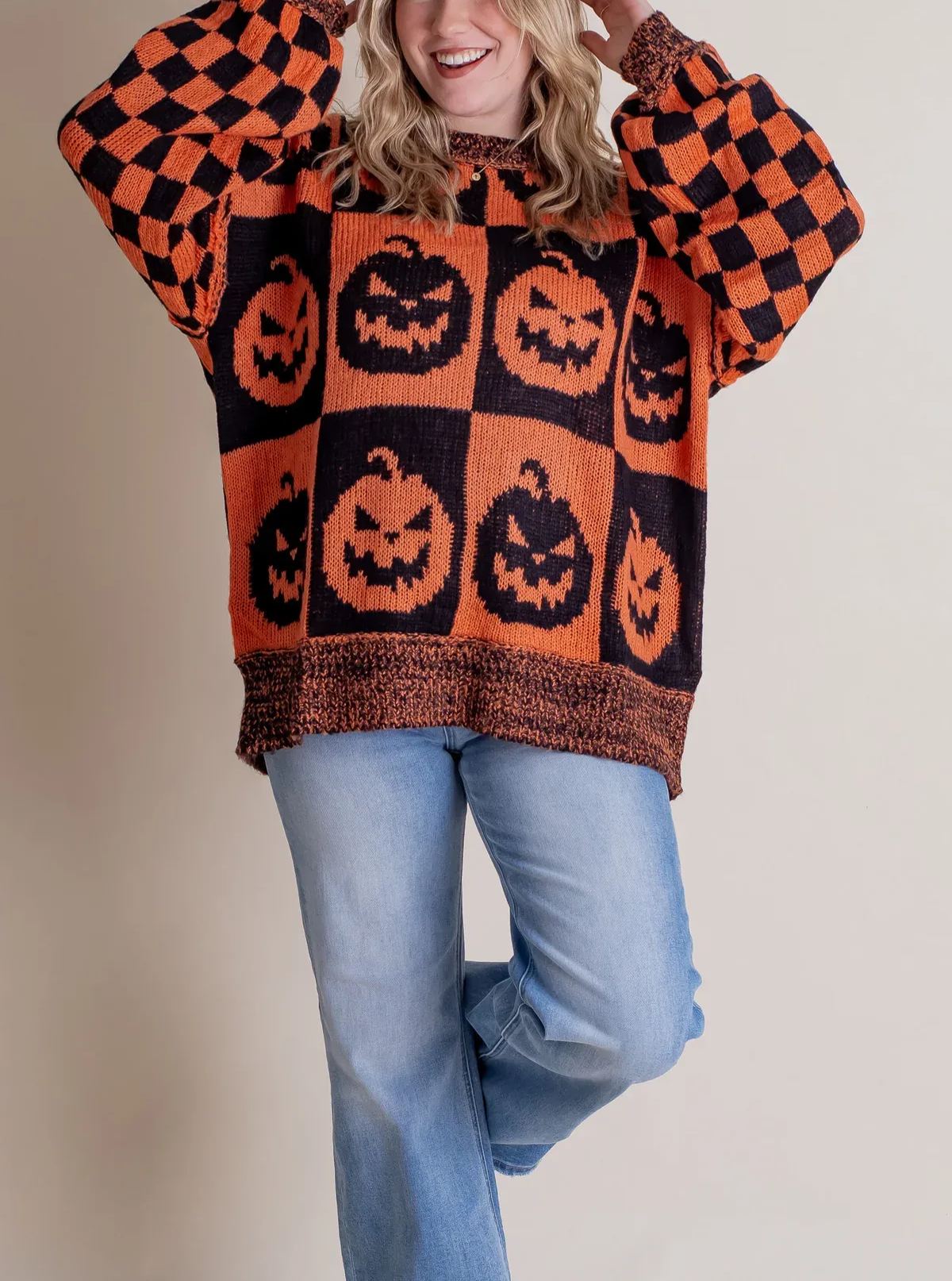 Karierter Halloweenpullover für Damen – Gruselige Jahreszeit (Kaufen Sie 2, kostenloser Versand)