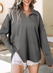 Women's Hooded Half-face Long-sleeved Casual Sweatshirt