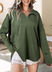 Women's Hooded Half-face Long-sleeved Casual Sweatshirt