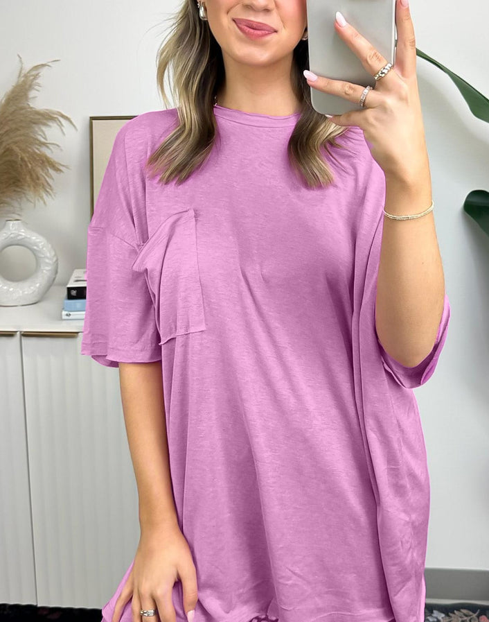 Boxy-T-Shirt mit Raw Edge-Muster für Damen (3 Stück kaufen, Versand kostenlos)