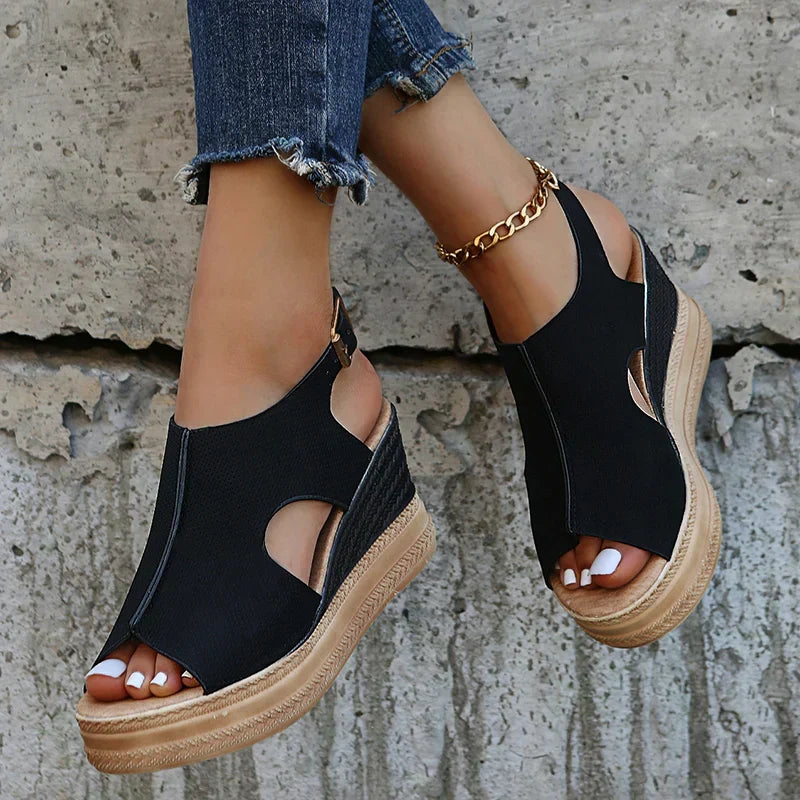 Womens Buckle Platform Sandals