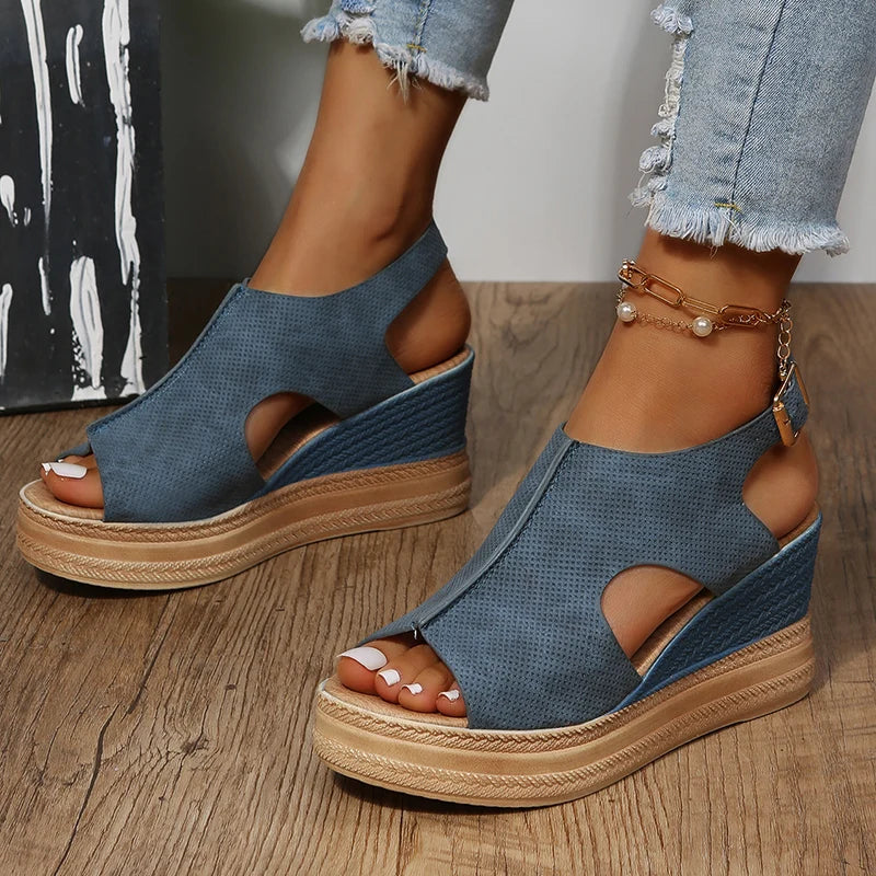 Womens Buckle Platform Sandals