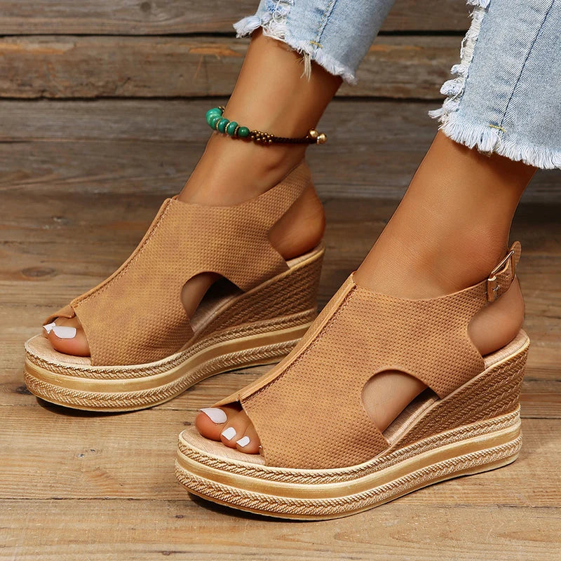 Womens Buckle Platform Sandals