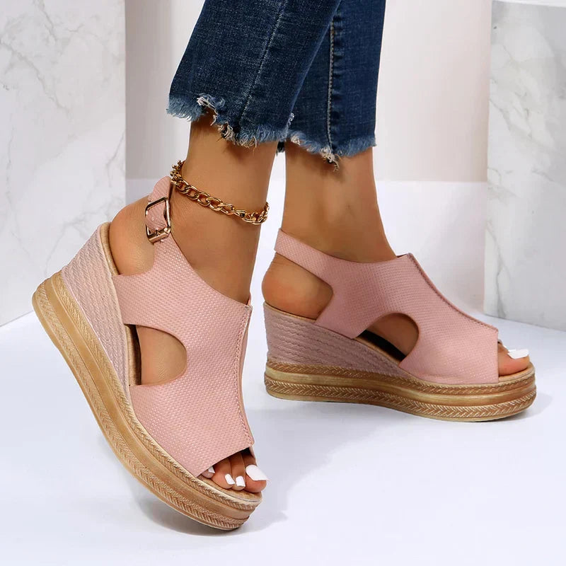 Womens Buckle Platform Sandals